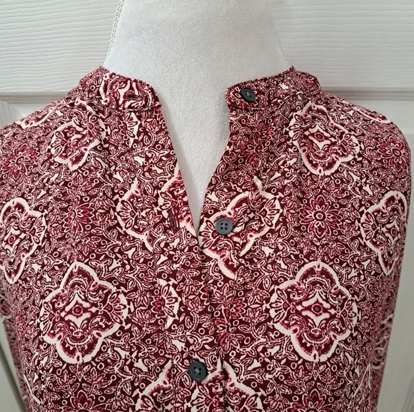 Gap Red Printed Sheer Button Down Dress/Tunic  Size M - Picture 2 of 10
